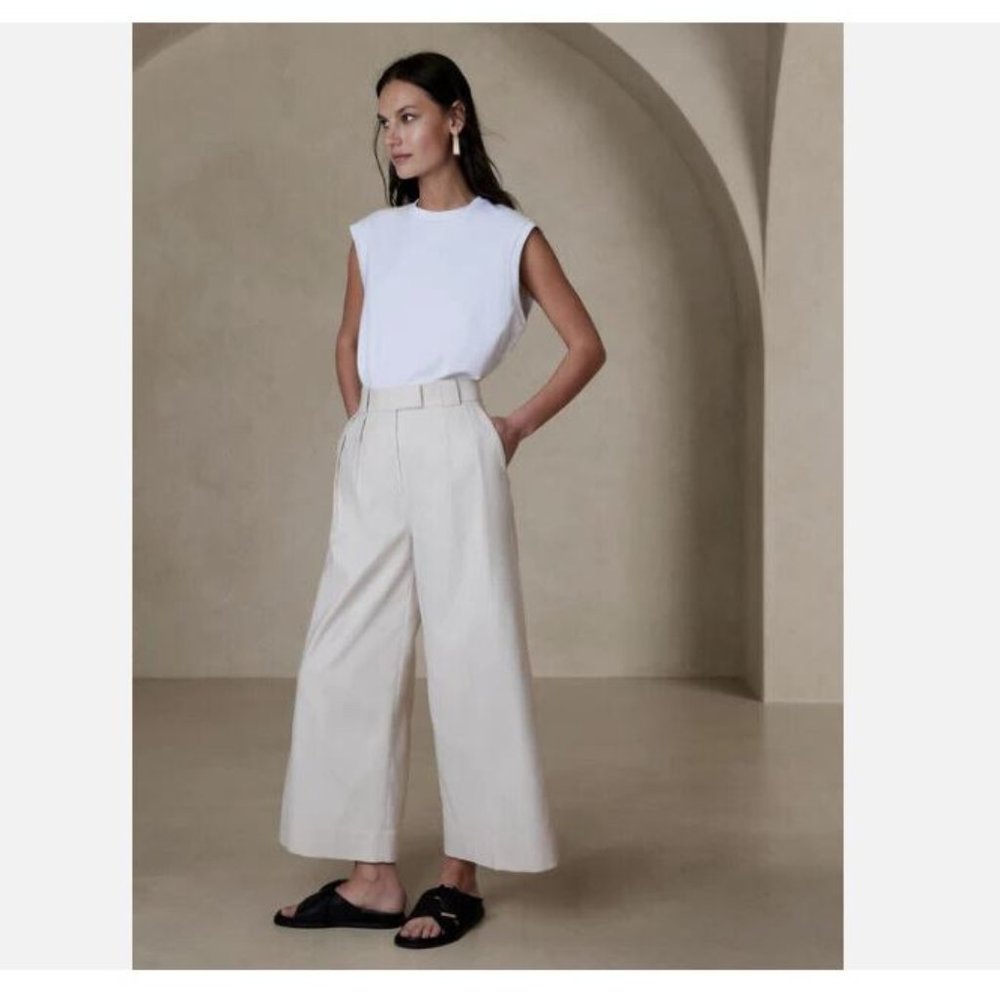 Banana Republic CRUISE CROPPED Pants 12L Transition CREAM Size 12 LONG MSRP $130 - Picture 2 of 5